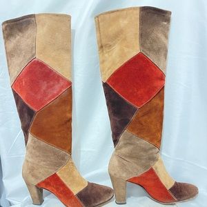 Vintage patch work suede boots